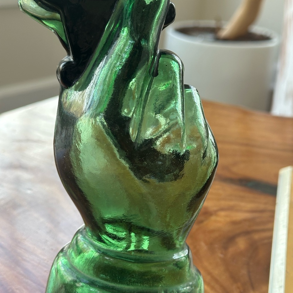 Vintage Green Glass with Black (painted?) accents. - Picture 5 of 8